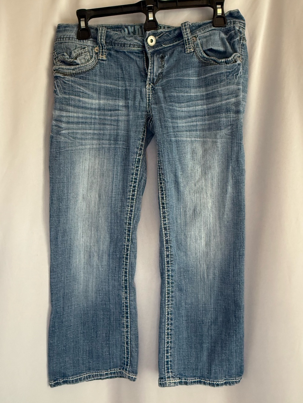 Hydraulic Women's Blue Denim Crop Jeans Size 7/8 Embellished Pockets